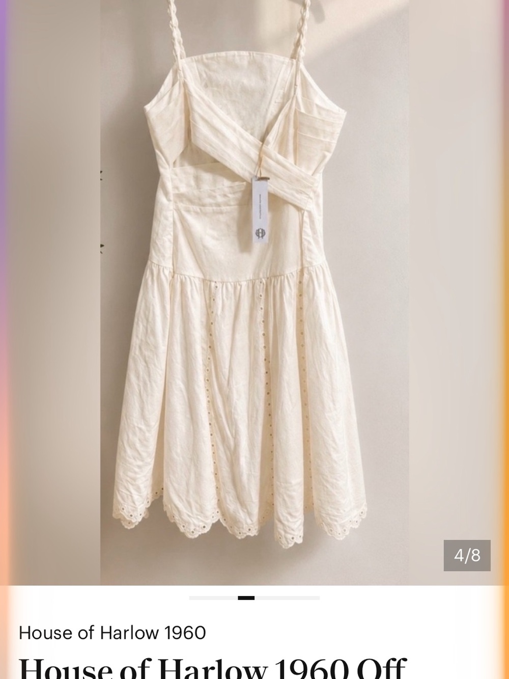 House Of Harlow 1960 white embroidered cotton midi dress size M - Picture 4 of 7